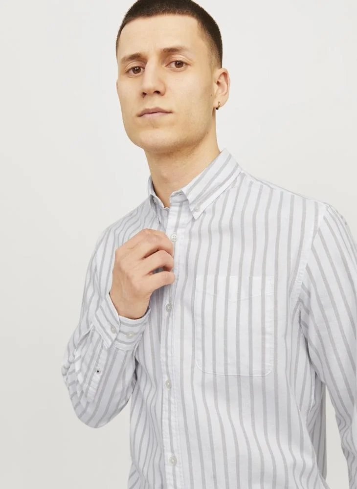 JACK & JONES Crockery Stripes:STRIPES Solid Regular Fit Shirt for Men | Best Price UAE
